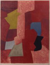 Serge Poliakoff. Komposition in Rot, Gelb und Blau. 1957. Farblithographie auf Arches.