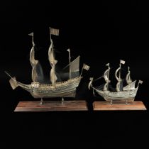 A Lot of 2 Dutch Silver Ship Models