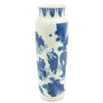 A Blue and White Roll Wagon Vase