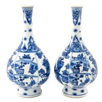A Pair of Blue and White Kangxi Vases