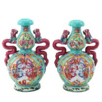 A Pair of Dragon Vases
