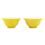 A Pair of Yellow Glaze Cups