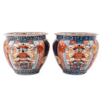 A Pair of Imari Flower Pots