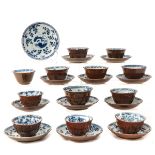 A Collection of Batavianware Cups and Saucers