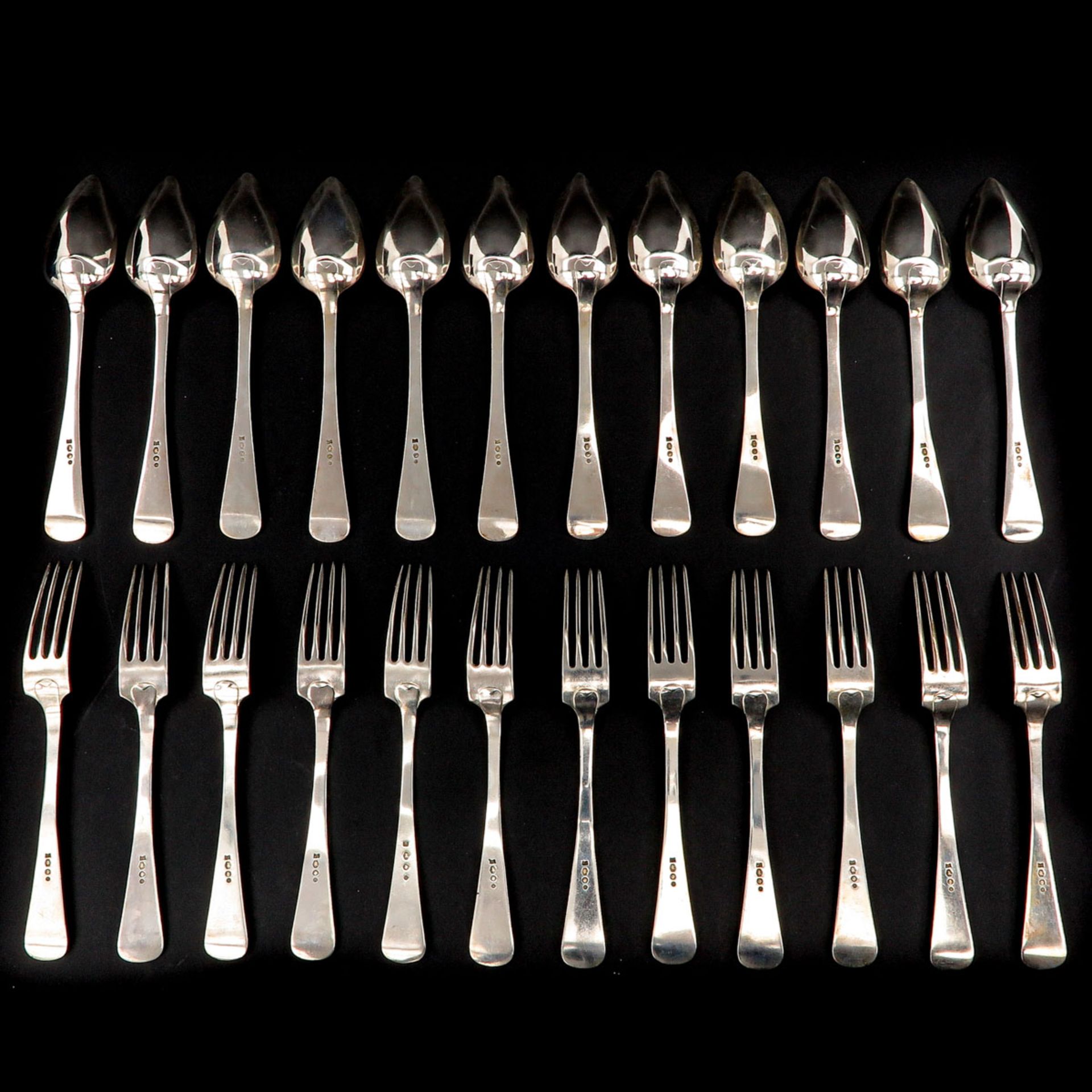 A Dutch Silver 12 Person Cutlery Set - Bild 2 aus 5