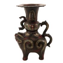 A Cloisonne and Bronze Figural Vase