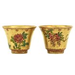 A Pair Gilt Famille Rose Cups
