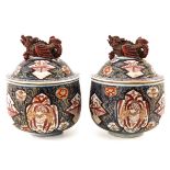 A Pair of Imari Jars with Covers