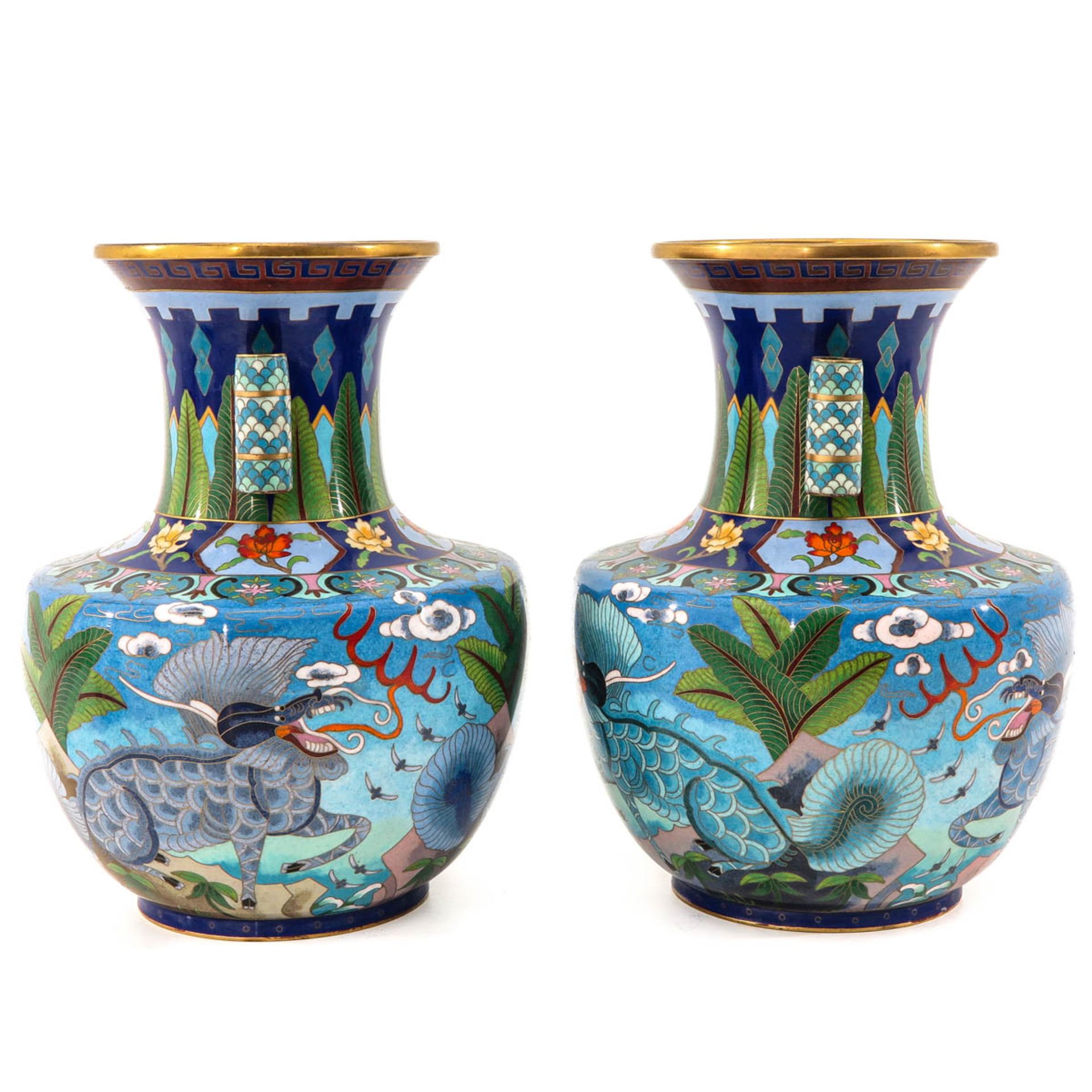 A Pair of Cloisonne Vases - Image 2 of 10