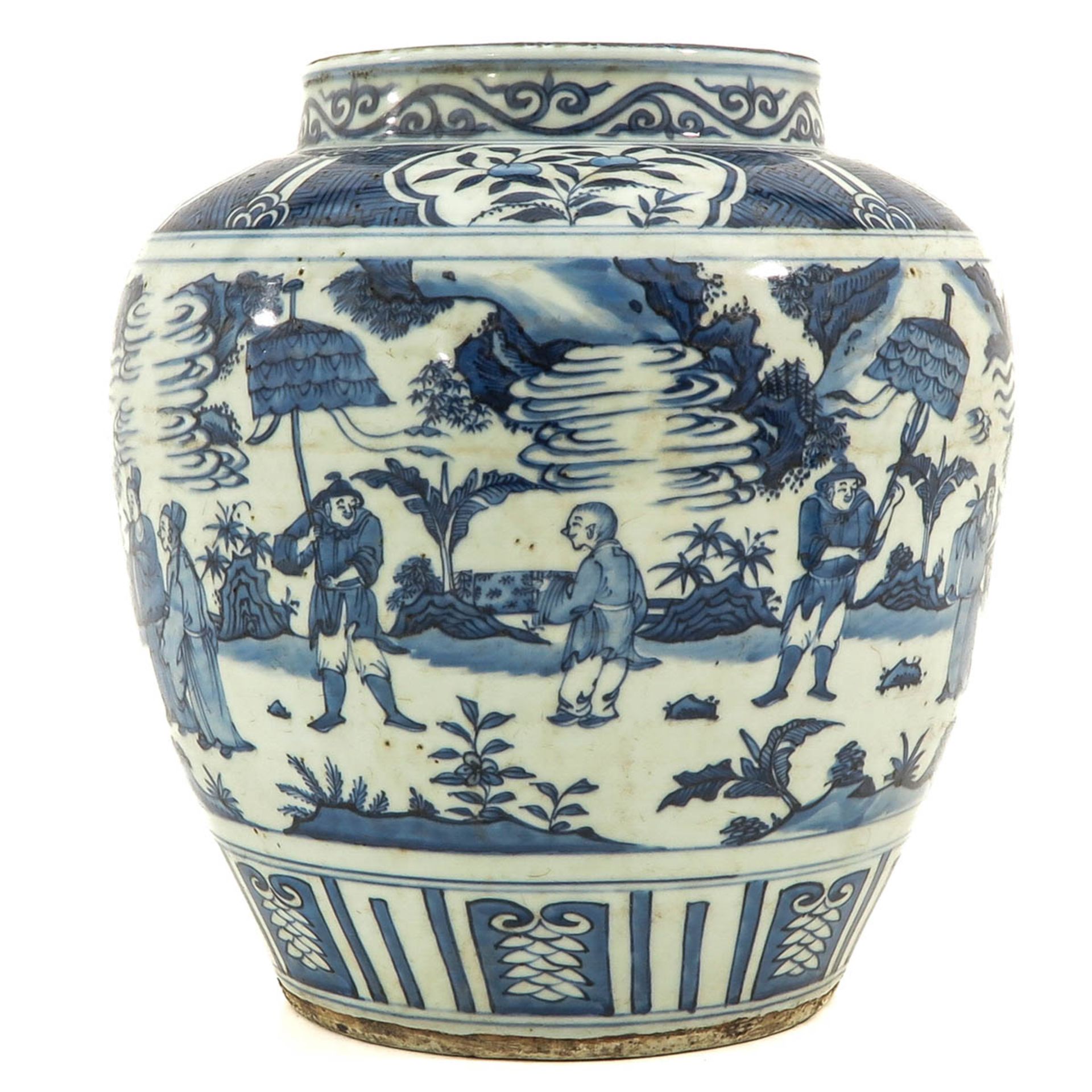 A Large Blue and White Pot - Image 2 of 9