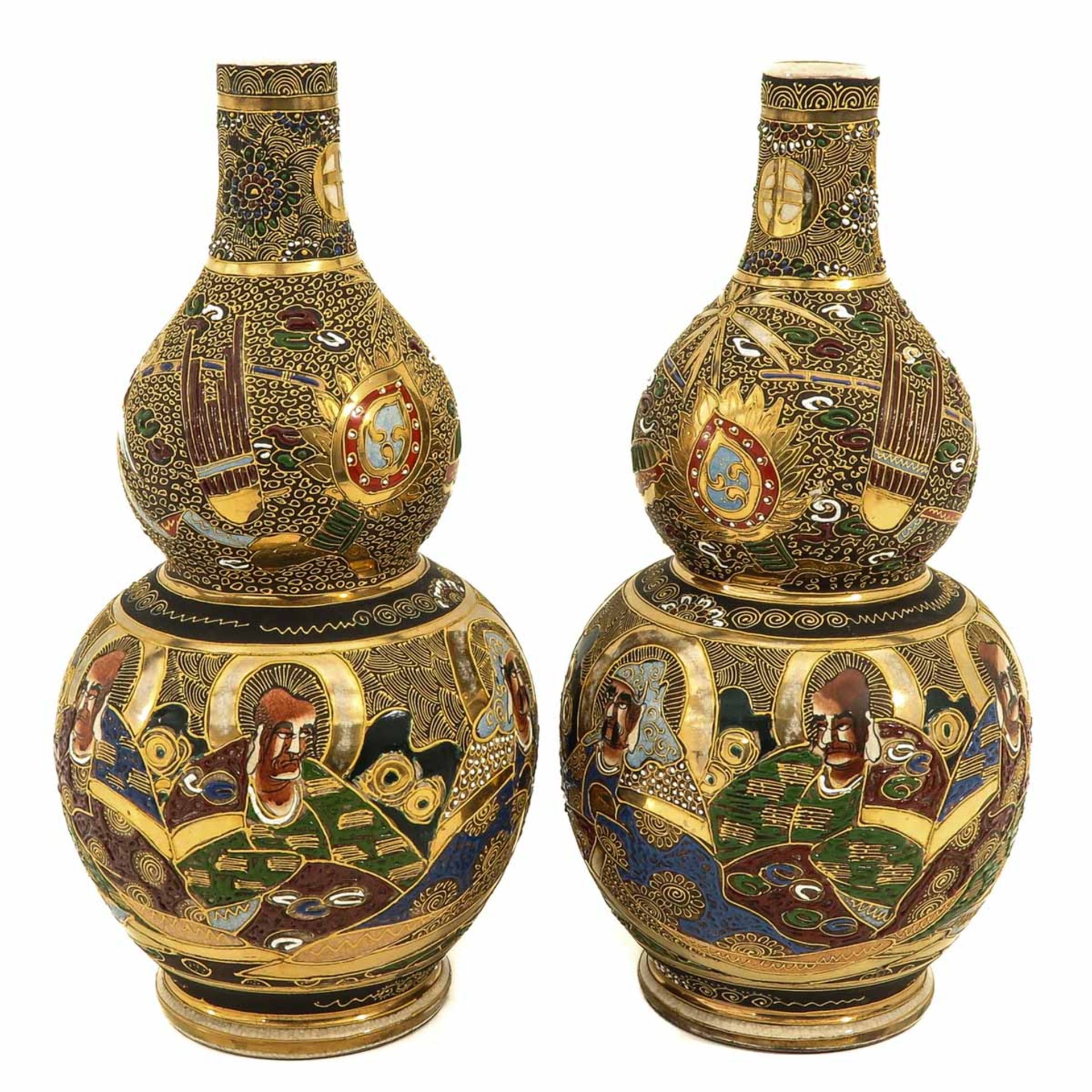 A Pair of Satsuma Gourd Vases
