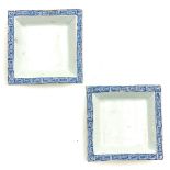 A Pair of Blue and White Trays