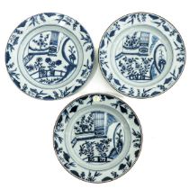 A Series of 3 Blue and White Plates