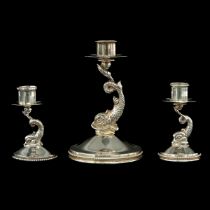 A 3 Piece Silver Candlestick Set