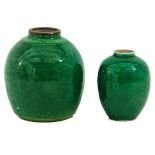 A Lot of 2 Green Glaze Jars