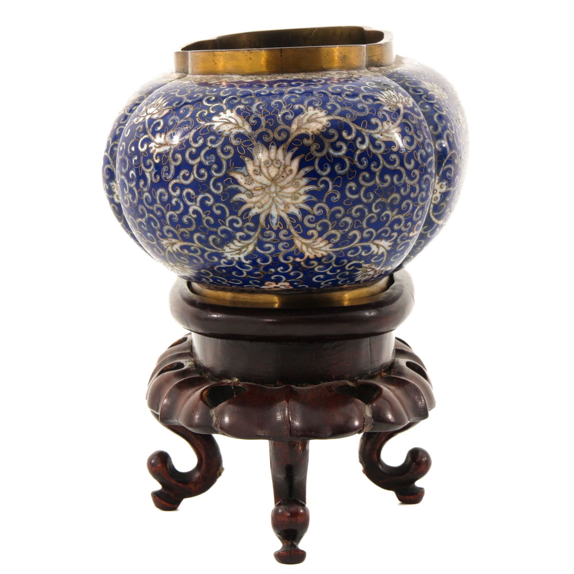 A Cloisonne Planter on Wood Base - Image 4 of 9