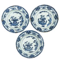 A Series of 3 Blue and White Plates