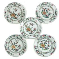 A Series of 5 Famille Rose Plates