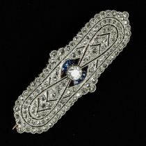 A Sapphire and Diamond Brooch
