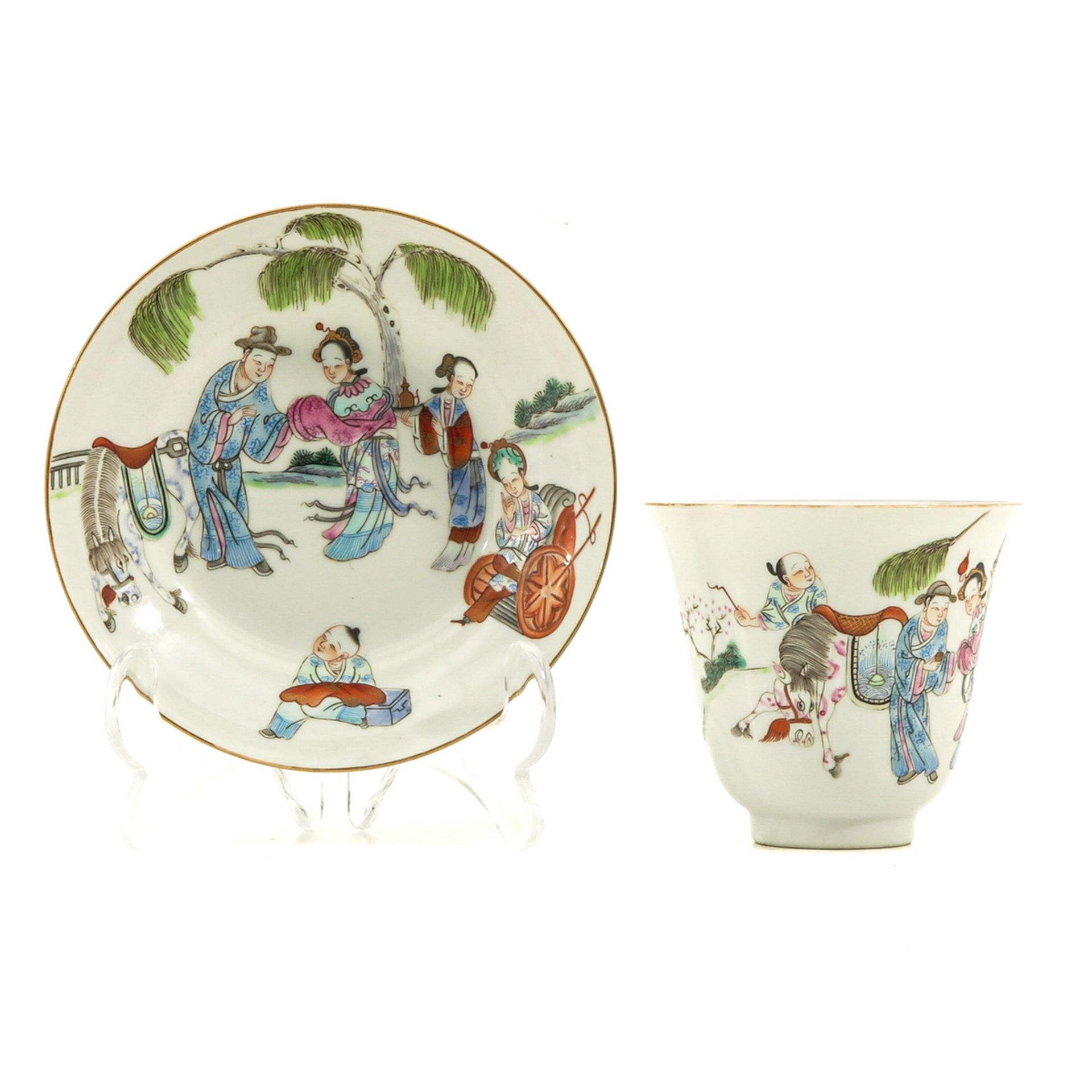A Famille Rose Cup and Saucer - Image 4 of 10