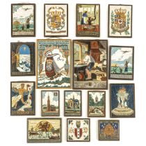 A Collection of 15 Commemorative Tiles
