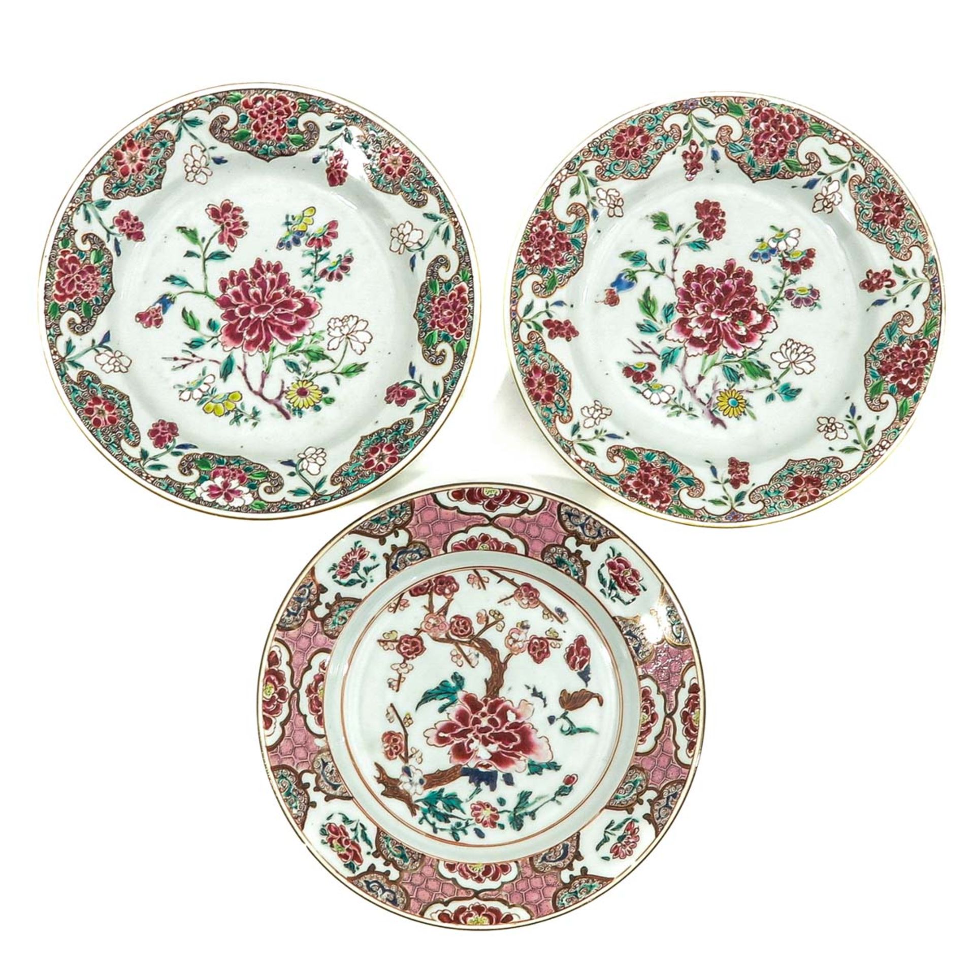 A Series of 3 Famille Rose Plates