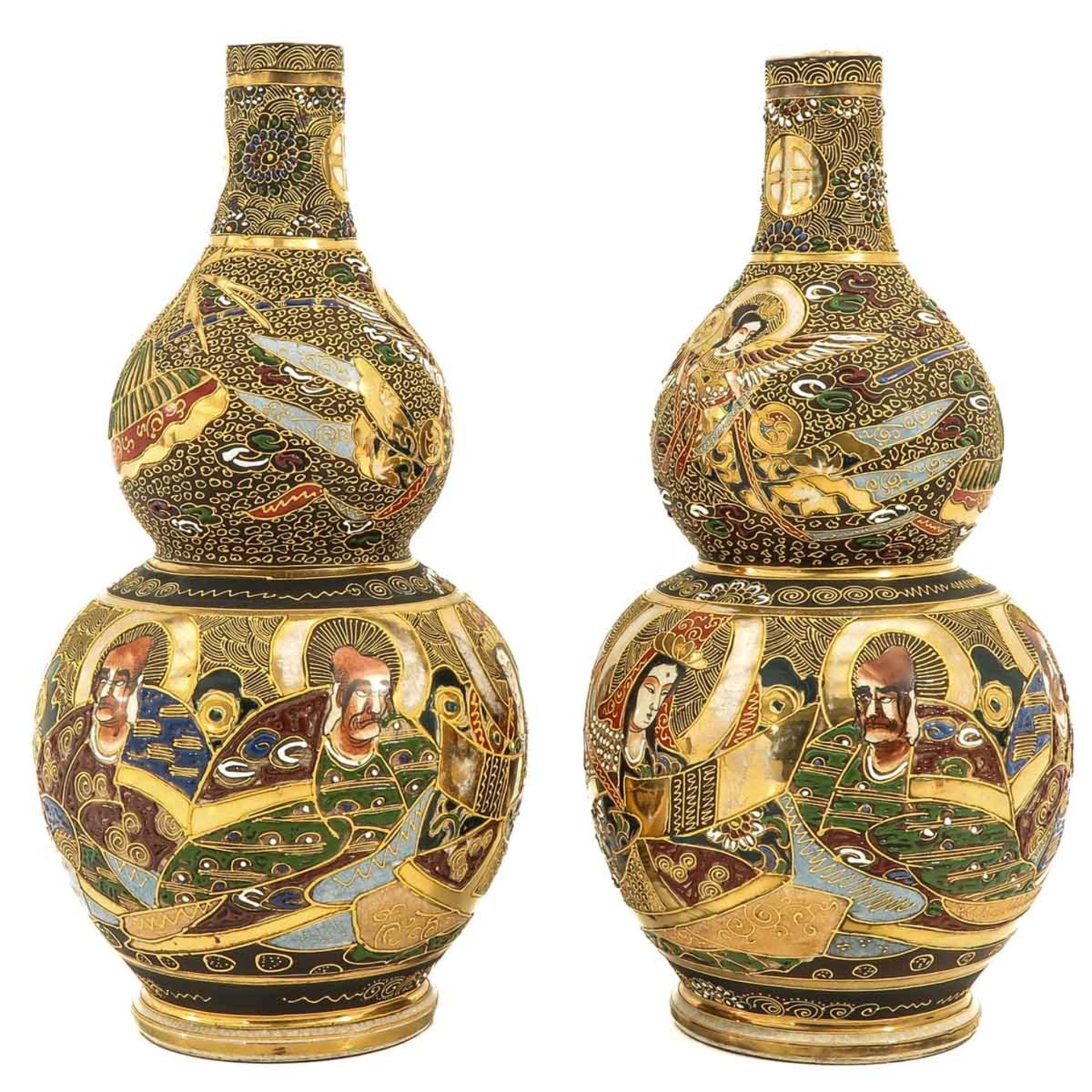 A Pair of Satsuma Gourd Vases - Image 3 of 10