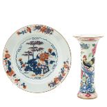 An Imari Plate and Famille Rose Vase