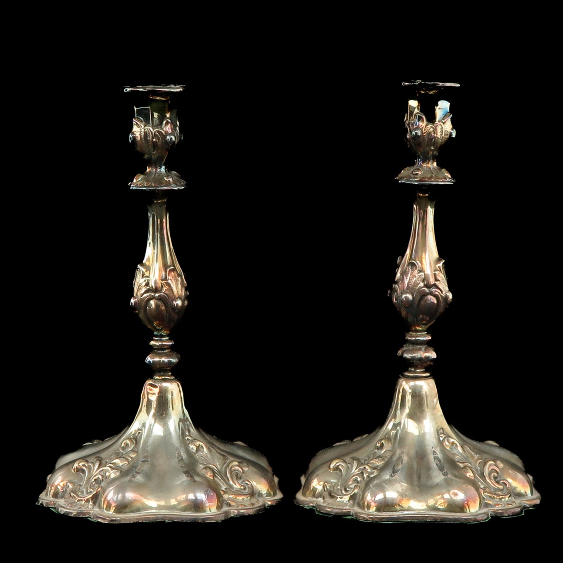 A Pair of Silver Plated Candlesticks - Bild 3 aus 6