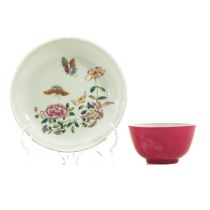 A Famille Rose Cup and Saucer