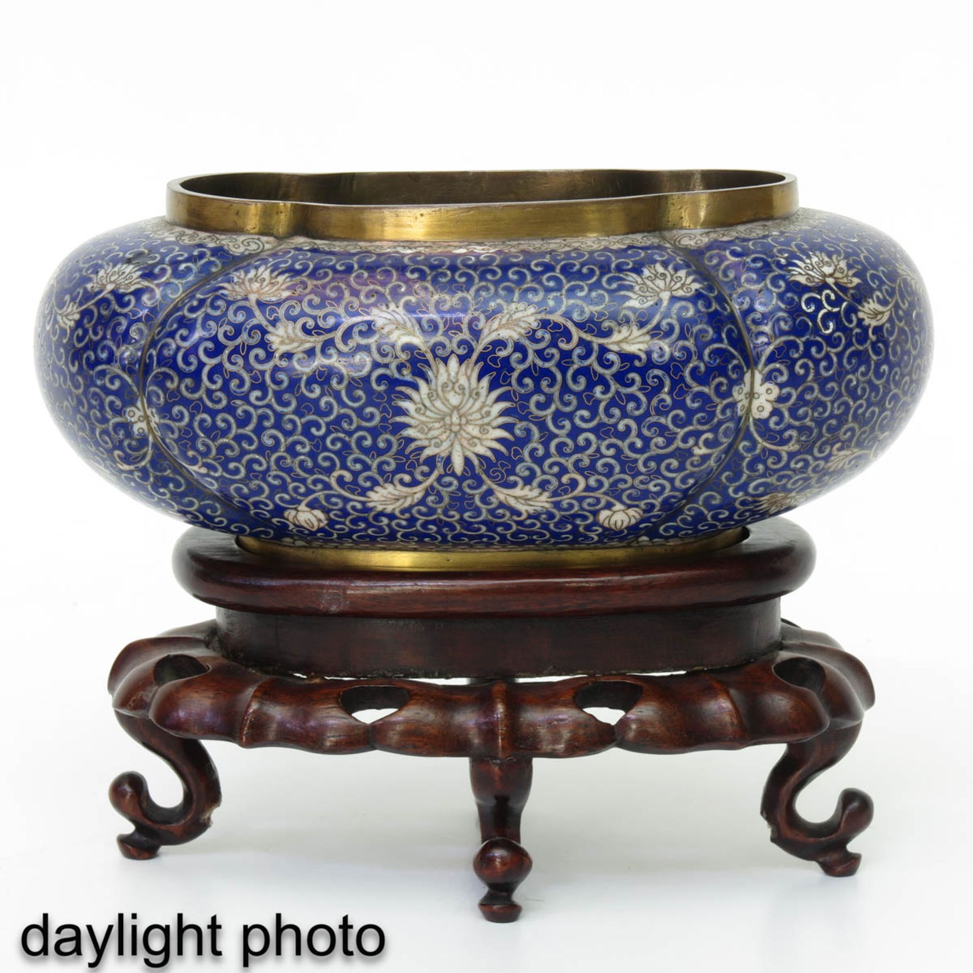 A Cloisonne Planter on Wood Base - Image 7 of 9