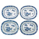 A Series of 4 Blue and White Serving Trays