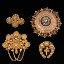 A Collection of 14KG and Diamond Brooches