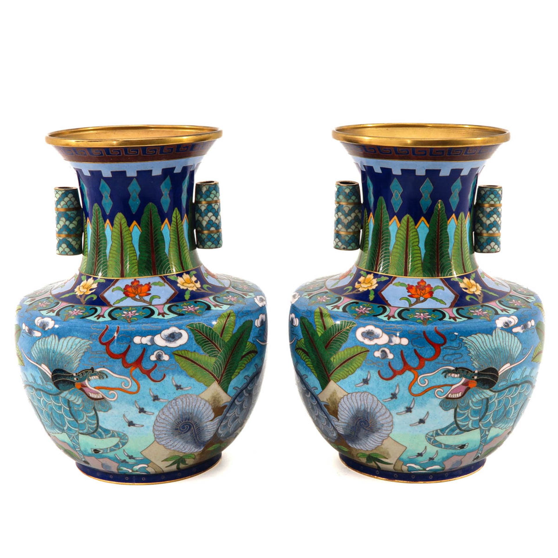 A Pair of Cloisonne Vases