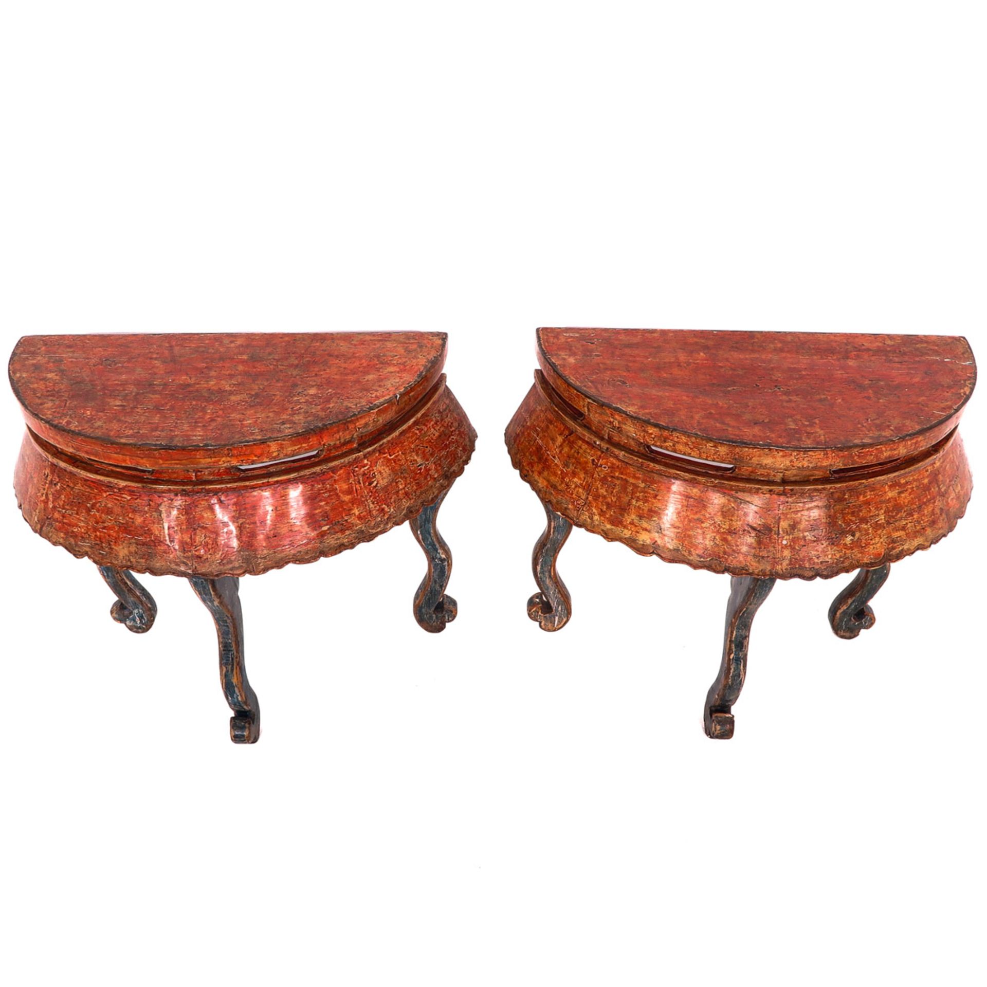 A Lot of 2 Demi Lune Console Tables - Image 4 of 8
