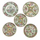 A Collection of 5 Cantonese Plates