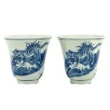 A Pair of Blue and White Cups