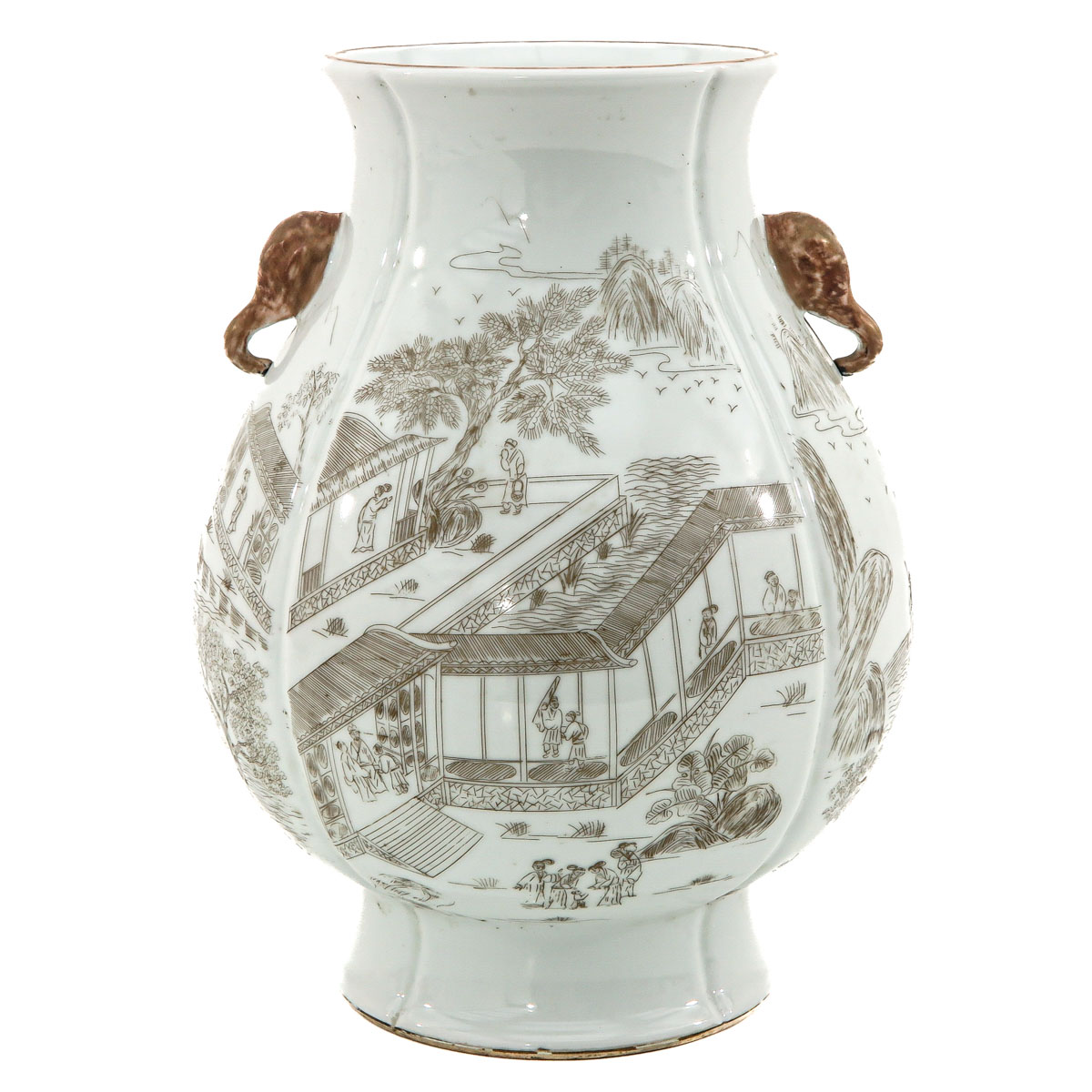 A Landscape decor Hu Vase
