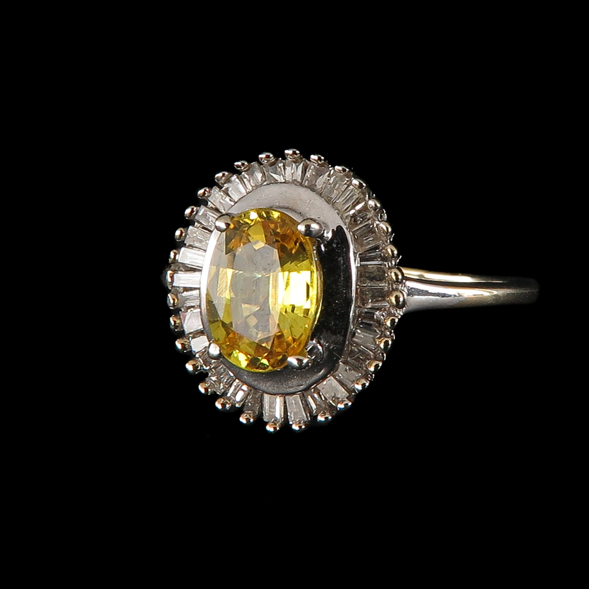 A Ladies Diamond and Citrine Ring