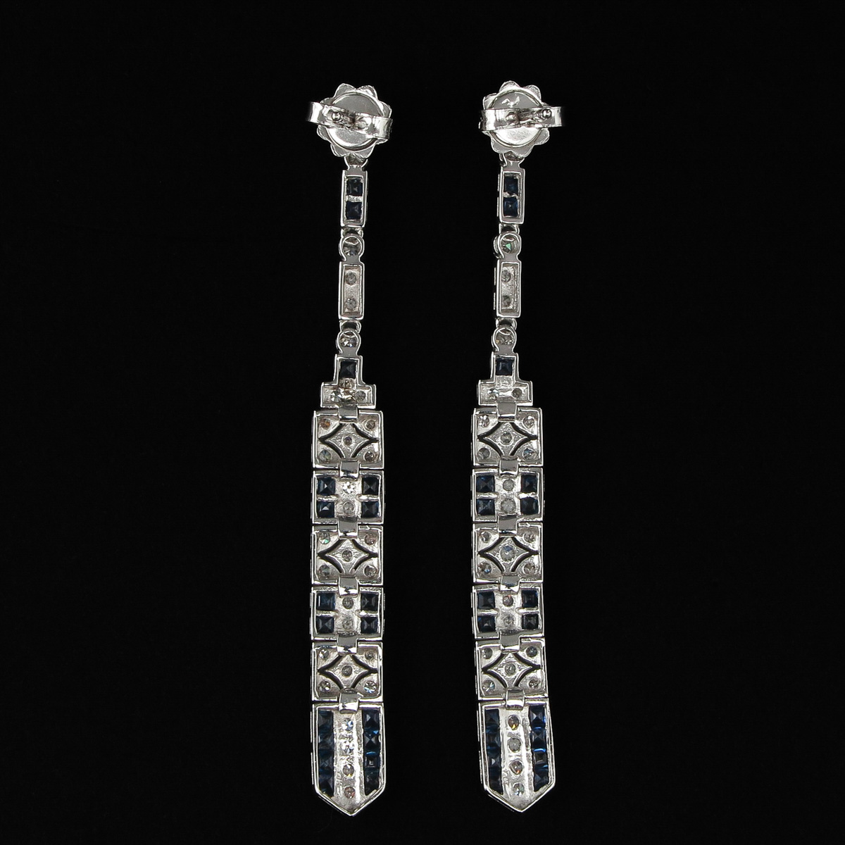 A Pair of Sapphire and Diamond Earrings - Image 2 of 4