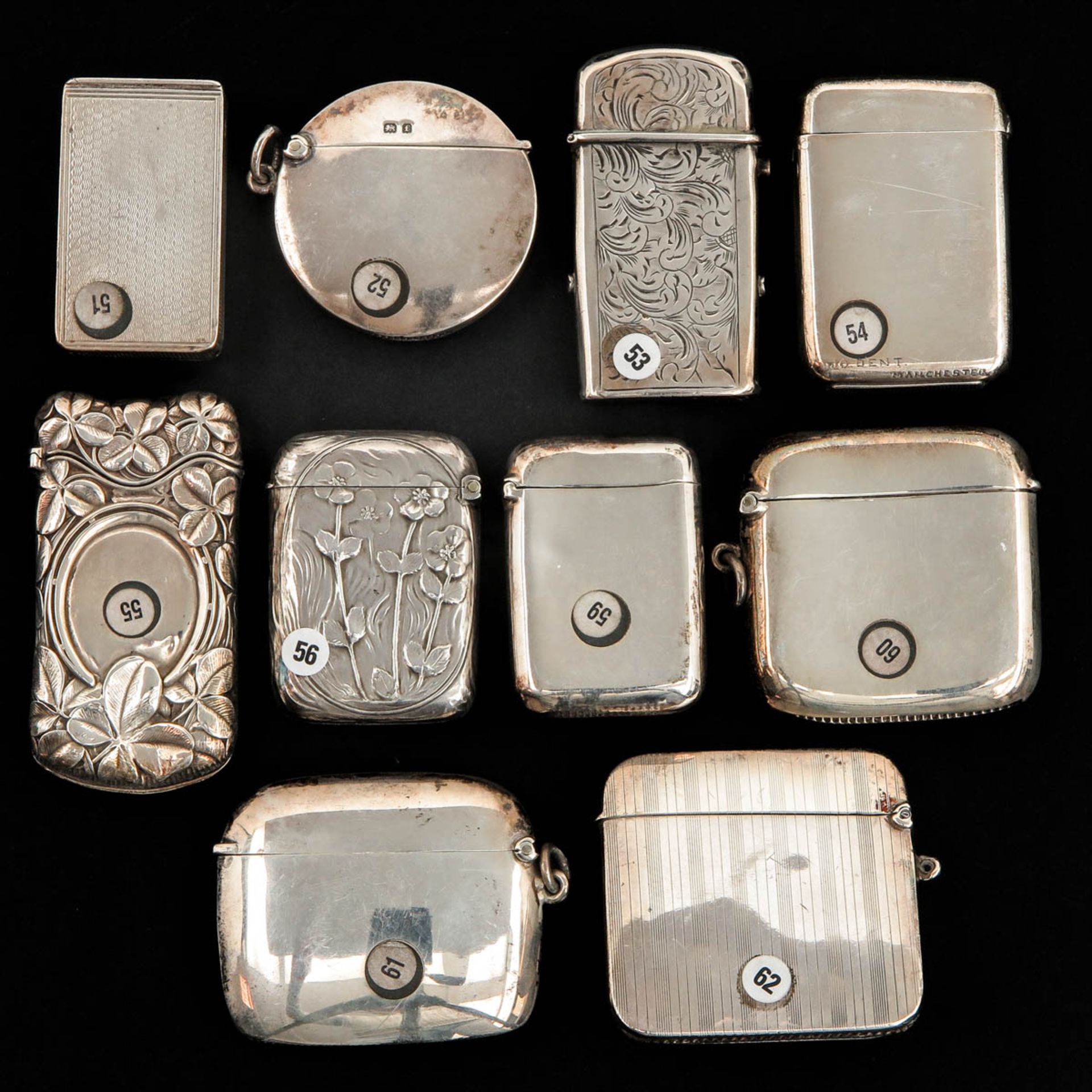 A Collection of 10 Silver Vesta Cases - Bild 2 aus 4