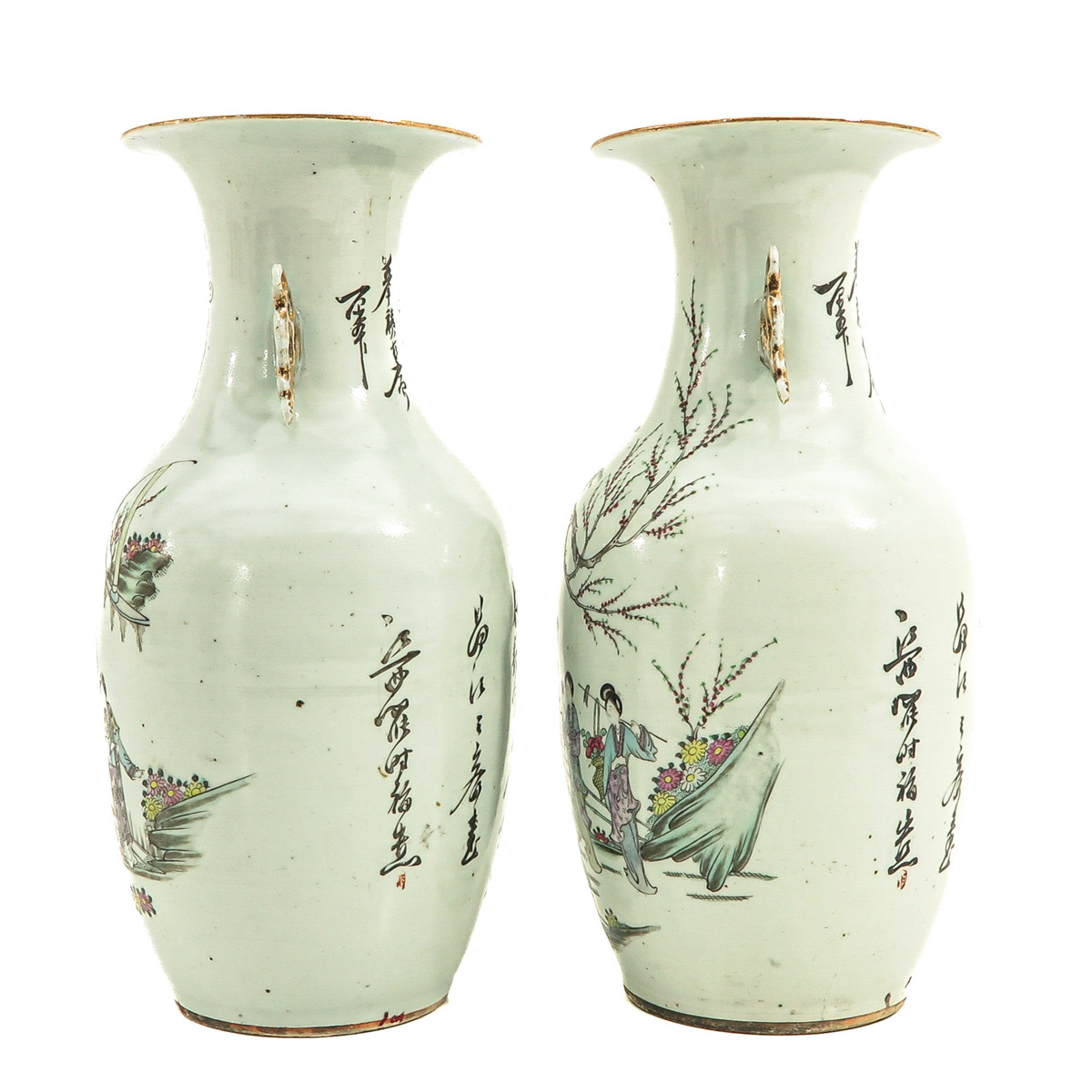 A Pair of Qianjiang Cai Decor Vases - Image 2 of 10