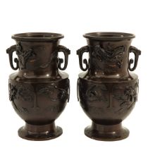 A Pair of Japanese Bronze Vases