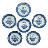 A Series of 6 Blue and White Plates