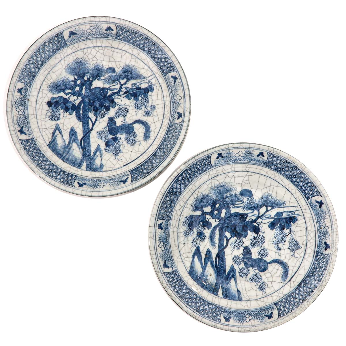 A Pair of Blue and White Chargers