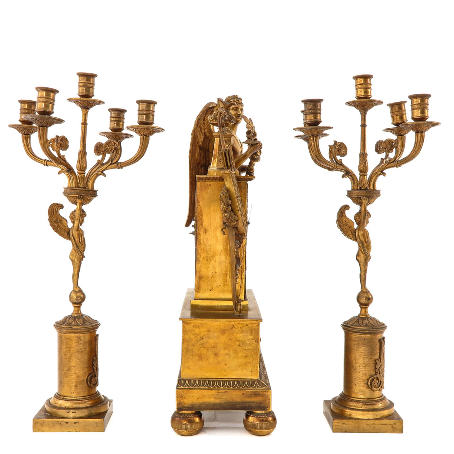 A 3 Piece Gilt Clock Set - Image 4 of 10