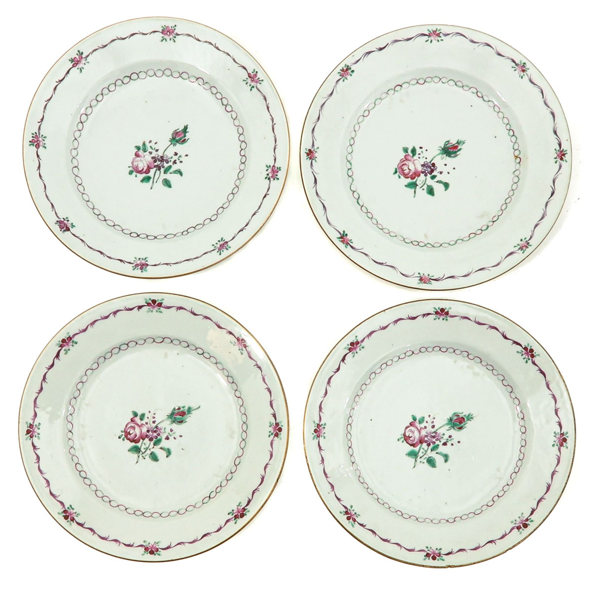 A Series of 4 Famille Rose Plates