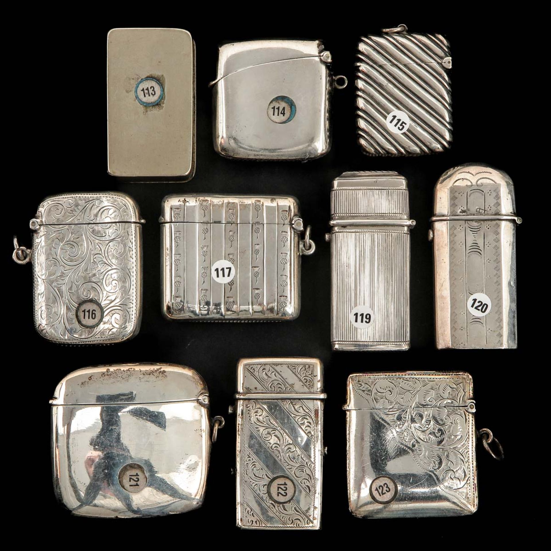 A Collection of 10 Silver Vesta Cases - Bild 2 aus 4
