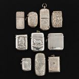 A Collection of 10 Silver Vesta Cases