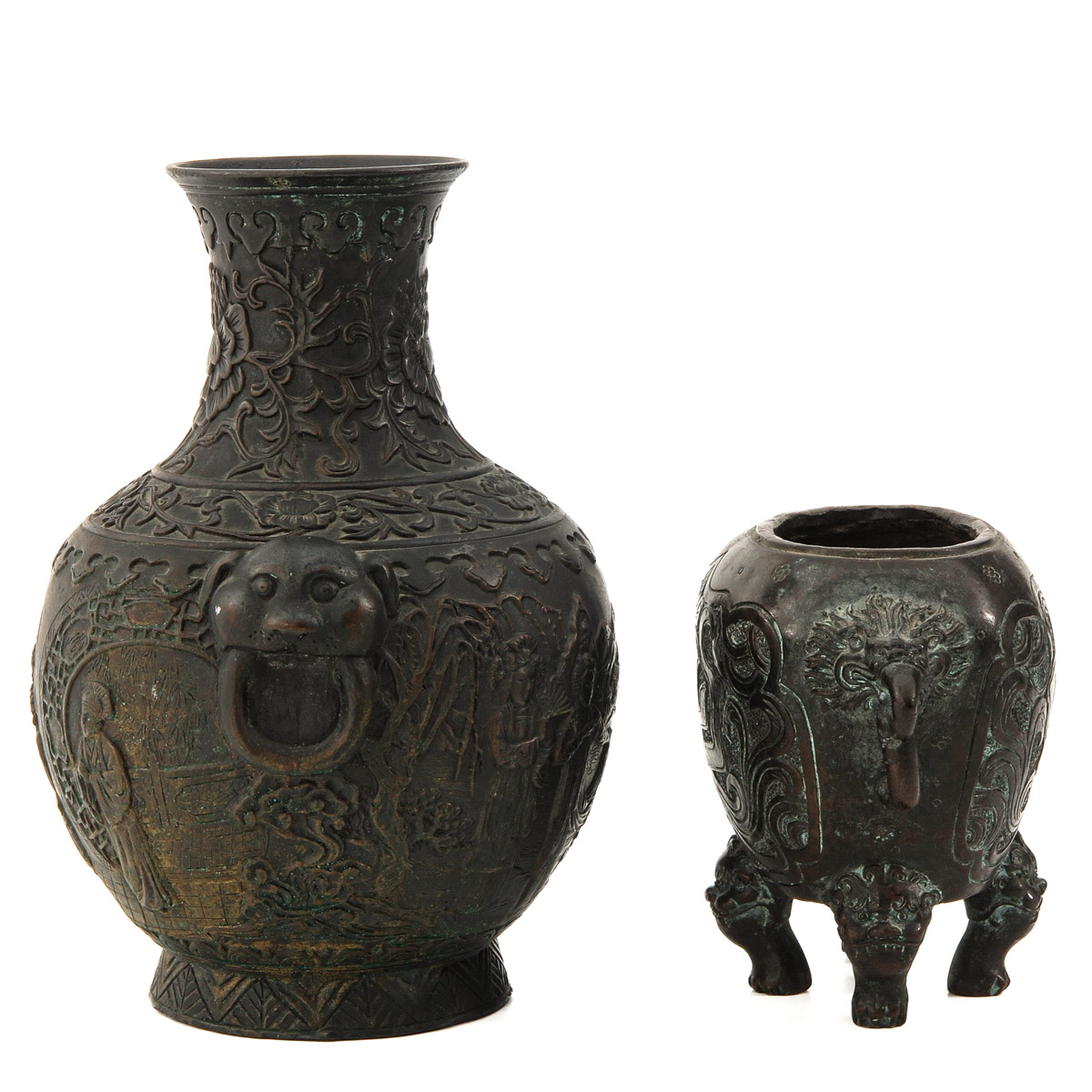 A Lot of 2 Bronze Vases - Image 4 of 10